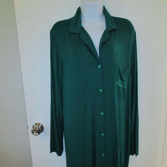 Jenni Notched-Collar Long-Sleeve Sleepshirt - Sleep Happens Green NWT XL - Picture 4 of 7